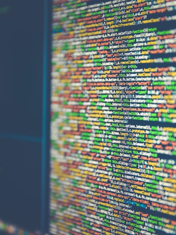 Das Foto zeigt ein Computerbildschirm mit farbigen Datenzeilen einer Programmiersprache